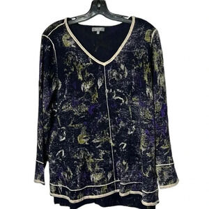 Habitat  artsy cotton sweater,top,M,purple,faux frill,V neck,EC, NWT